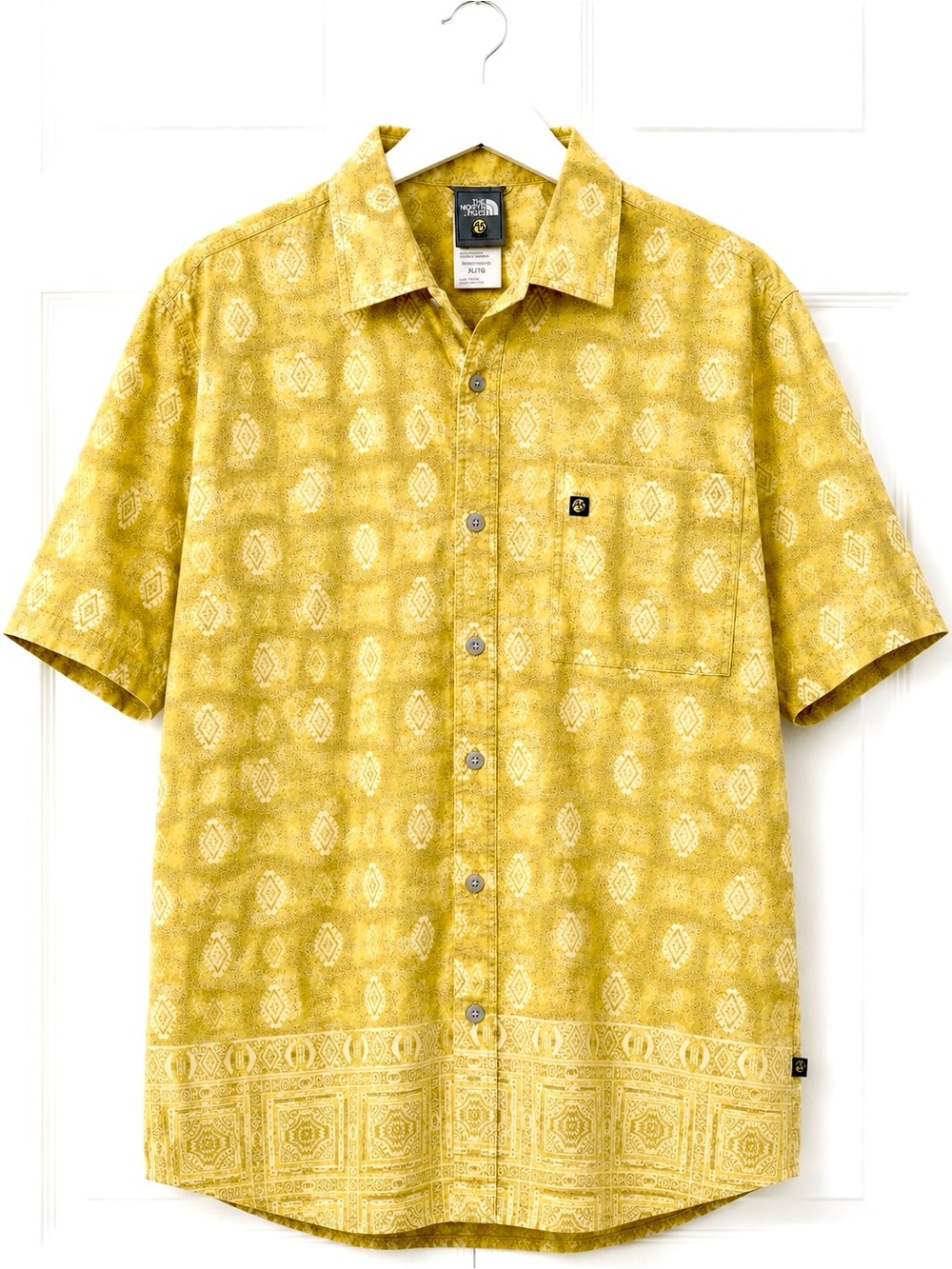 The North Face Yellow Patterned Short-Sleeve Button-Down Shirt
